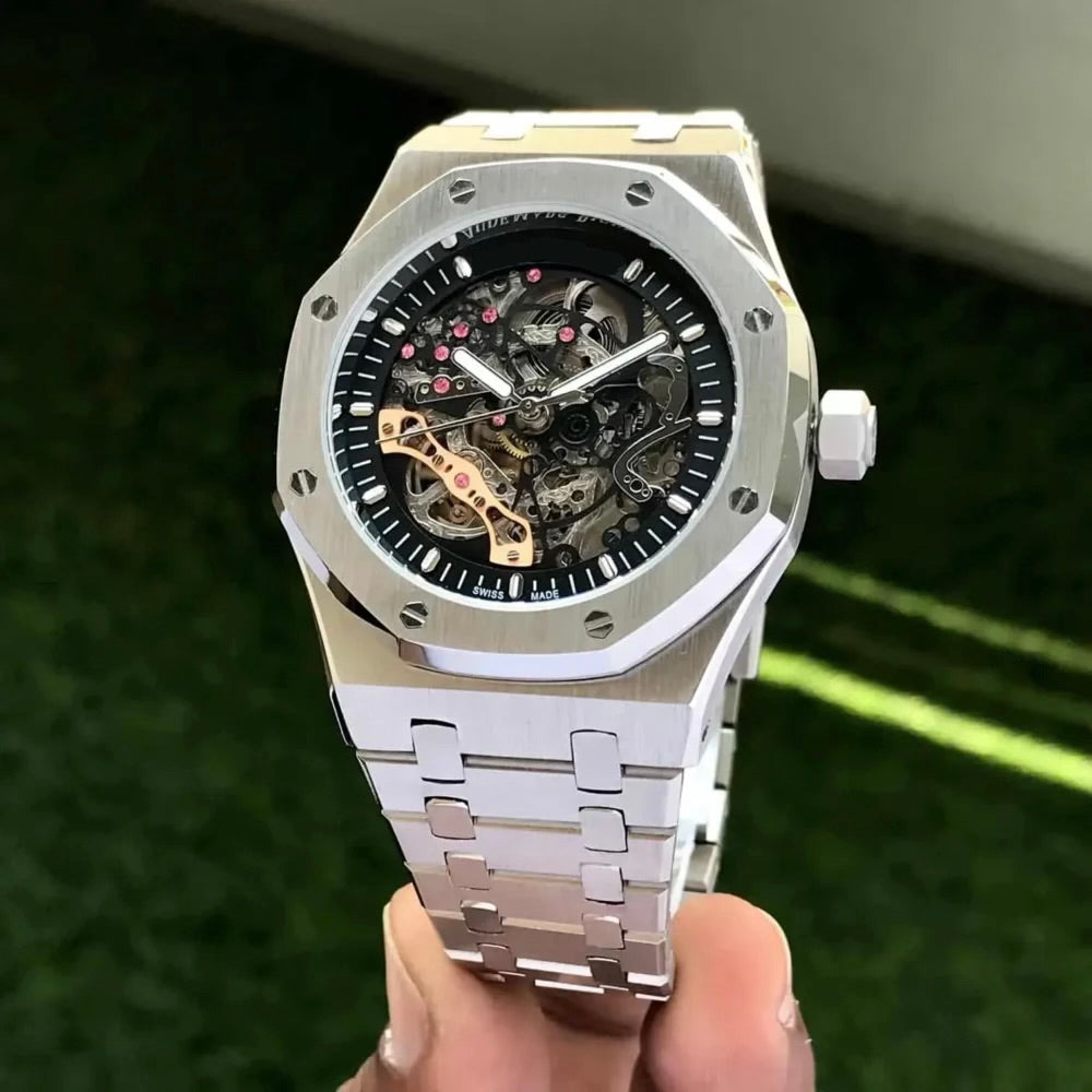 Stainless Steel Skeleton Watch