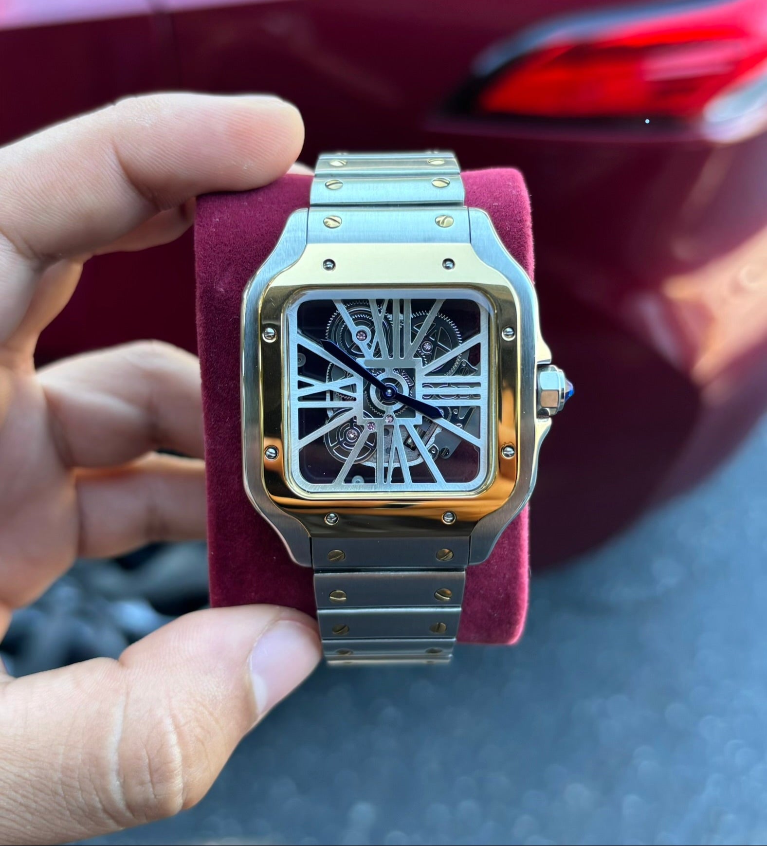 Two Tone Gold Plated Skeleton Sports Watch